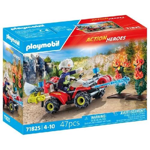 Univers Miniature - Habitation Miniature - Garage Miniature PLAYMOBIL 71825 Pompier avec quad et arbustes enflammés