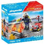 PLAYMOBIL 71826 Pompier pompe a eau et reservoir enflamme