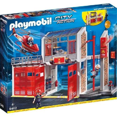 Univers Miniature - Habitation Miniature - Garage Miniature PLAYMOBIL - 9462 - City Action - Caserne de pompiers avec hélicoptere