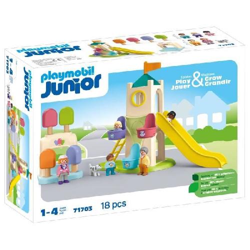 Univers Miniature - Habitation Miniature - Garage Miniature PLAYMOBIL Junior 71703 Aire de jeux avec toboggan géant Comprend cinq personnages. un toboggan et des accessoires - Des 1 an