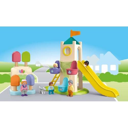 Univers Miniature - Habitation Miniature - Garage Miniature PLAYMOBIL Junior 71703 Aire de jeux avec toboggan géant Comprend cinq personnages. un toboggan et des accessoires - Des 1 an