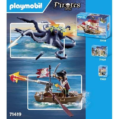 Univers Miniature - Habitation Miniature - Garage Miniature PLAYMOBIL - Pirate avec pieuvre géante - Pirates - Canon - 44 pieces - Des 4 ans