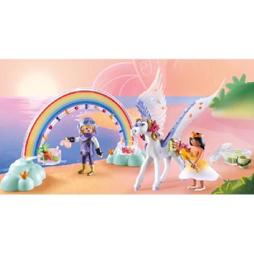 Univers Miniature - Habitation Miniature - Garage Miniature PLAYMOBIL - Princess Magic - Cheval ailé a décorer avec princesse. chevalier et arc-en-ciel - Des 4 ans