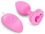 Plug anal coeur vibrant rose S-M