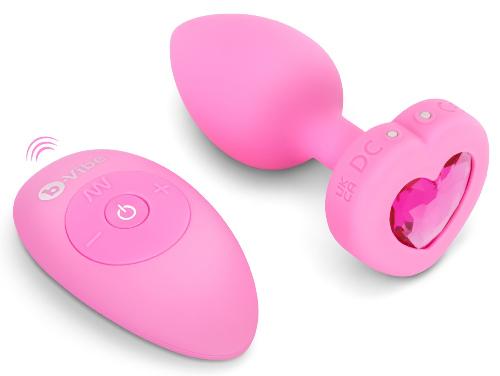 Plug anal coeur vibrant rose S-M