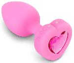 Plug anal coeur vibrant rose S-M