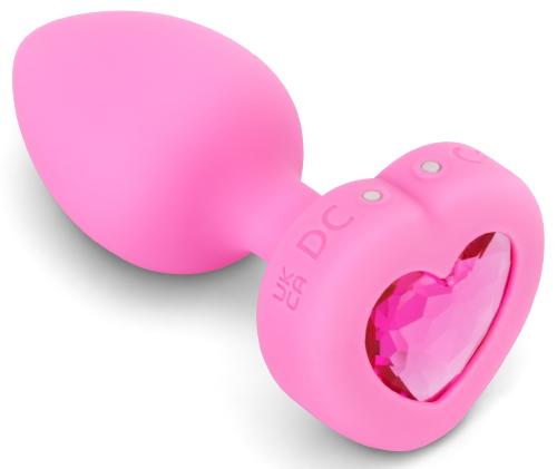 Plug anal coeur vibrant rose S-M
