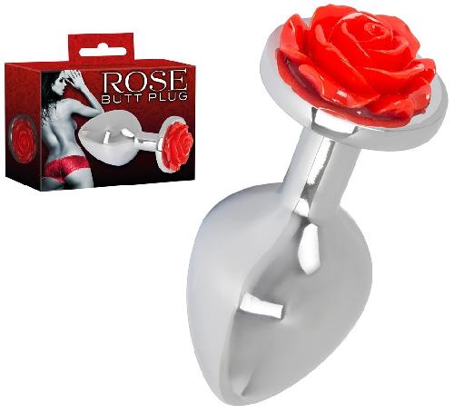 Plug Anal en Aluminium - Rose Butt Plug 9cm - D3.4cm