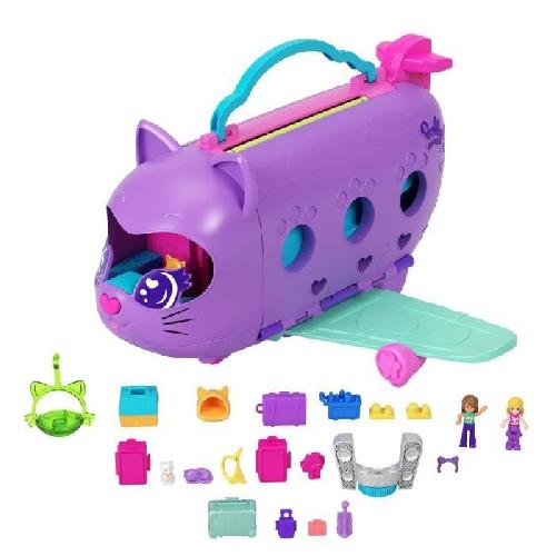 Poupee Polly Pocket-Avion Chaton Transformable-Coffret avec 2 mini-figurines HWP19