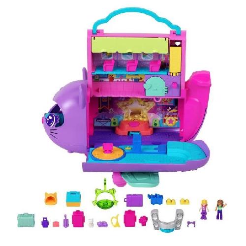 Poupee Polly Pocket-Avion Chaton Transformable-Coffret avec 2 mini-figurines HWP19