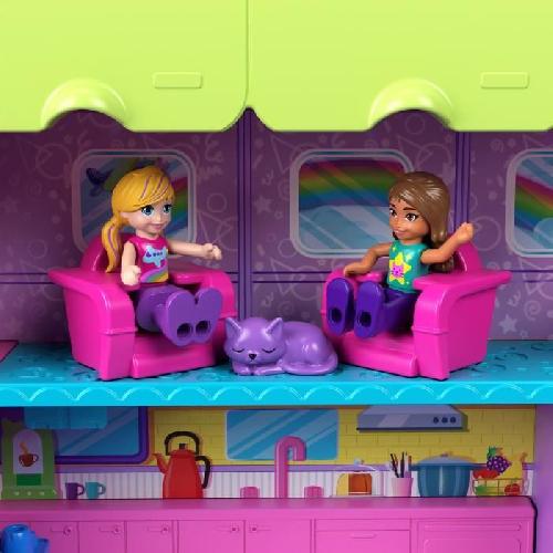 Poupee Polly Pocket-Avion Chaton Transformable-Coffret avec 2 mini-figurines HWP19