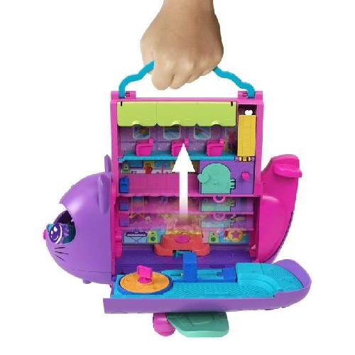 Poupee Polly Pocket-Avion Chaton Transformable-Coffret avec 2 mini-figurines HWP19