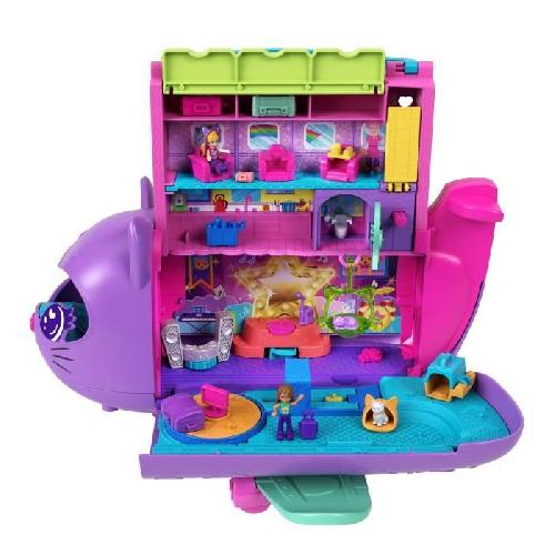 Poupee Polly Pocket-Avion Chaton Transformable-Coffret avec 2 mini-figurines HWP19