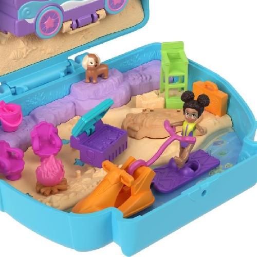 Univers Miniature - Habitation Miniature - Garage Miniature Polly Pocket-Chiot a la Plage-Coffret et figurines. jouet de voyage HRD36