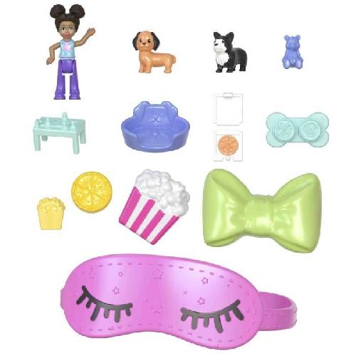 Poupee Polly Pocket-Coffret Chiot Festif soirée pyjama -Jouet De Voyage - 4 ans+- JCR38