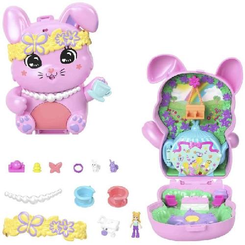 Poupee Polly Pocket-Coffret Jardin Lapin l'heure du thé -Jouet De Voyage - 4 ans+- JCR40