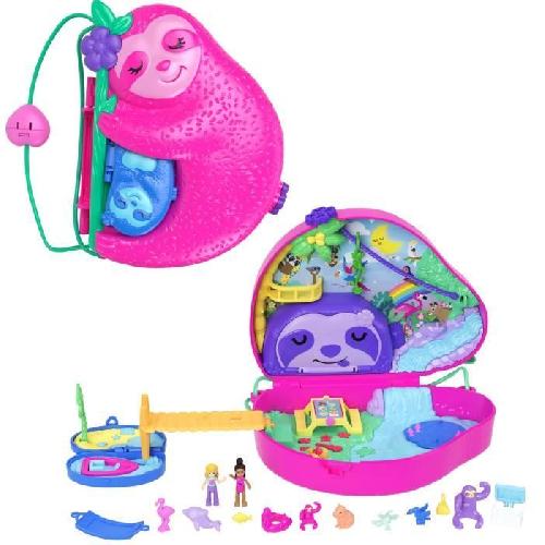 Univers Miniature - Habitation Miniature - Garage Miniature Polly Pocket-La Famille des Paresseux-Coffret 2 en 1. jouet de voyage HRD40