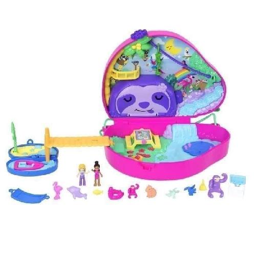 Univers Miniature - Habitation Miniature - Garage Miniature Polly Pocket-La Famille des Paresseux-Coffret 2 en 1. jouet de voyage HRD40