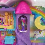 Figurine Miniature - Personnage Miniature Polly Pocket-Licorne Arc-en-ciel-Coffret 2 poupées et tete a coiffer HYD97