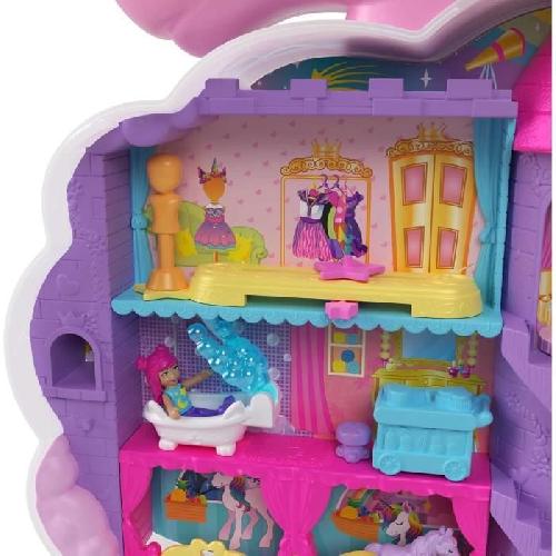 Figurine Miniature - Personnage Miniature Polly Pocket-Licorne Arc-en-ciel-Coffret 2 poupées et tete a coiffer HYD97