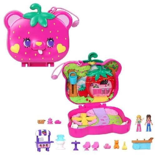 Univers Miniature - Habitation Miniature - Garage Miniature Polly Pocket-Ourson Fraise-Coffret et figurines. jouet de voyage HRD35