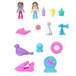 Poupee Polly Pocket-Sauvetage du dauphin-Coffret 2 mini-figurines et animaux HWN96