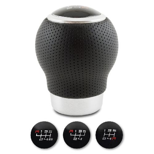 Levier - Pommeaux Pommeau Cuir Noir Rond Bague Marche Ar + 3 Pastilles De Vitesses Z