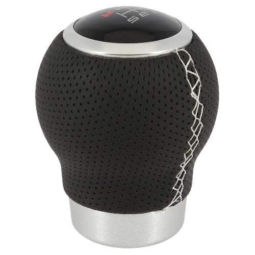 Pommeau De Levier De Vitesse Pommeau rond noir surpiqure blanc - Pastille Changeable - RaceSport