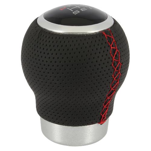 Pommeau De Levier De Vitesse Pommeau rond noir surpiqure rouge - Pastille Changeable - RaceSport