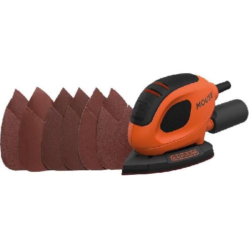 Ponceuse - Polisseuse Ponceuse Delta BLACK+DECKER Mouse filaire 55W - 1.5mm d'orbite - Livree avec 6 abrasifs