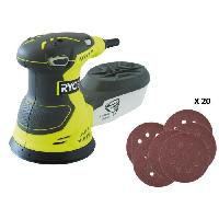 Ponceuse - Polisseuse RYOBI - Ponceuse excentrique 300 W - 7 000-13 000 osc-min - diam. 125 mm - Livree en sac de transport avec 20 abrasifs - ROS300A