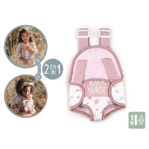 Vetement - Accessoire Poupon Porte-bébé pour poupon jusqu'a 42cm - SMOBY - Baby Nurse - 2 positions - lanieres réglables