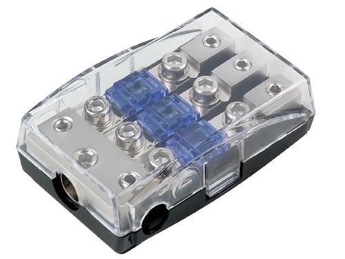 Porte-Fusibles pour auto Porte-fusible 3xmini ANL - argent - Sorties 1 x 35 mm2 + 2 x 20 mm2