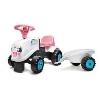 Porteur - Pousseur Porteur Tracteur Rainbow Farm avec remorque - FALK - Pour filles des 1 an - Formes rondes et couleurs pastels