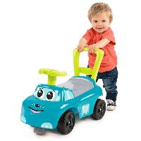 Porteur - Pousseur Smoby - Porteur auto bleu - Fonction trotteur - Coffre a jouets - 10 mois et plus - Fabrication francaise