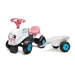 Porteur Tracteur Rainbow Farm avec remorque - FALK - Pour filles des 1 an - Formes rondes et couleurs pastels