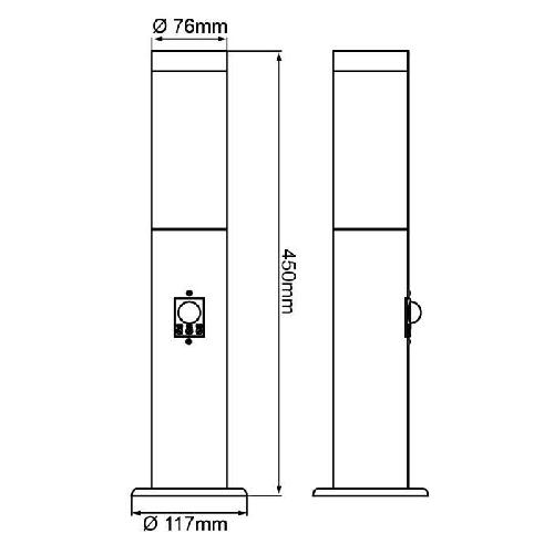 Applique Exterieure Potelet extérieur avec détecteur de mouvement DODY E27 - BRILLIANT - Noir - Certification IP44