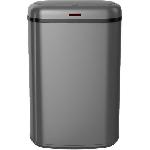 Poubelle - Corbeille - Support Sac Poubelle cuisine automatique - LOGAN - KITCHEN MOVE - 58 L - Inox gris mat avec cerclage