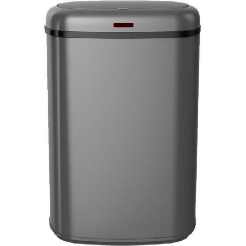 Poubelle - Corbeille - Support Sac Poubelle cuisine automatique - LOGAN - KITCHEN MOVE - 58 L - Inox gris mat avec cerclage