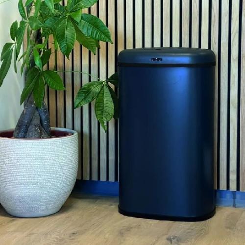 Poubelle - Corbeille - Support Sac Poubelle cuisine automatique - LOGAN - KITCHEN MOVE - 58 L - Inox gris mat avec cerclage