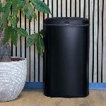 Poubelle - Corbeille - Support Sac Poubelle cuisine automatique - LOGAN - KITCHEN MOVE - 58 L - Inox noir mat avec cerclage