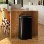 Poubelle - Corbeille - Support Sac Poubelle cuisine automatique - LOGAN - KITCHEN MOVE - 58 L - Inox noir mat avec cerclage