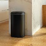 Poubelle - Corbeille - Support Sac Poubelle cuisine automatique - LOGAN - KITCHEN MOVE - 58 L - Inox noir mat avec cerclage