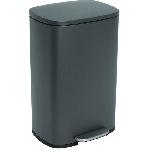 Poubelle - Corbeille - Support Sac Poubelle de cuisine a pedale - ADMIRAL - KITCHEN MOVE - 50L - Design - Gris mat en acier inox