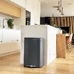 Poubelle - Corbeille - Support Sac Poubelle de cuisine a pedale - ADMIRAL - KITCHEN MOVE - 50L - Design - Gris mat en acier inox