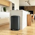 Poubelle - Corbeille - Support Sac Poubelle de cuisine a pedale - GREENWICH - KITCHEN MOVE - 40L - Design - Gris mat en acier inox