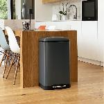 Poubelle - Corbeille - Support Sac Poubelle de cuisine a pedale - GREENWICH - KITCHEN MOVE - 40L - Design - Gris mat en acier inox