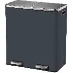 Poubelle - Corbeille - Support Sac Poubelle de cuisine a pedale tri selectif - MAJOR - KITCHEN MOVE - 60L -2x30L- - Acier inox - Gris mat
