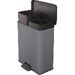 Poubelle - Corbeille - Support Sac Poubelle Duo Rectangle - DECO BIN - CURVER - 52L -26+26L- - 49 x 32 x 61 cm - Anthracite