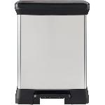 Poubelle - Corbeille - Support Sac Poubelle Rectangle - DECO BIN - CURVER - 50L - Design elegant - 39 x 29 x 51 cm - Gris metallise